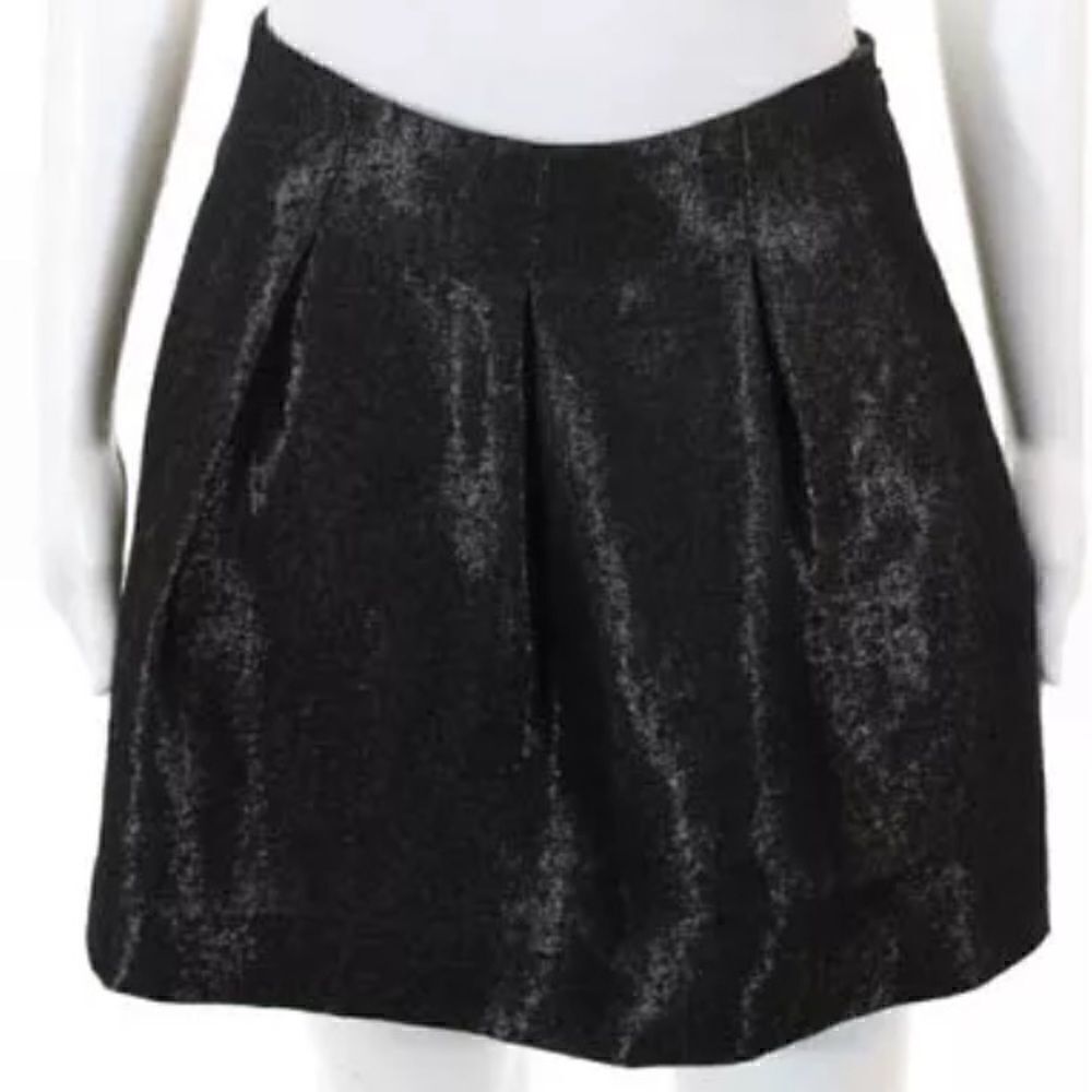 Theory Liddy metallic wool blend pleat mini skirt